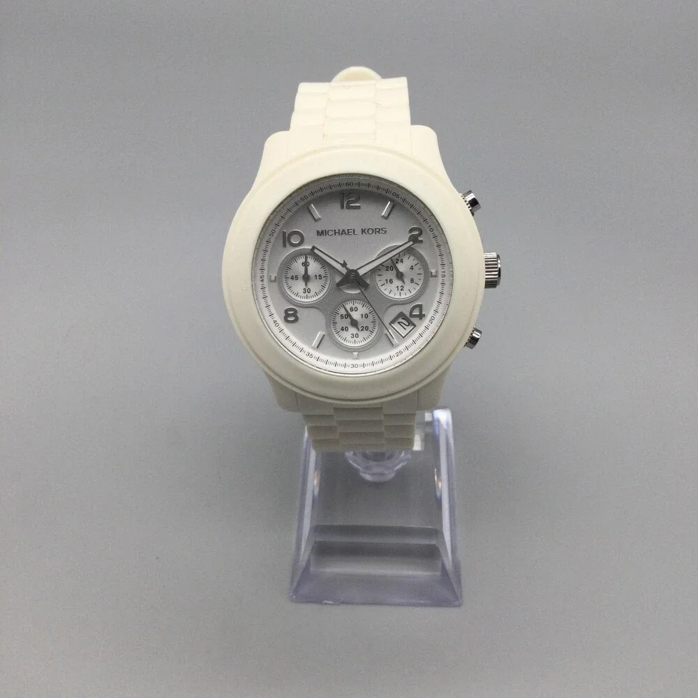 Michael Kors MK-5292 Womens Watch 42mm White Chronograph New Battery